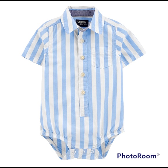 NWT! OshKosh B’gosh Infant Boys Stripped Button Front Bodysuit w/Pocket Size 6M